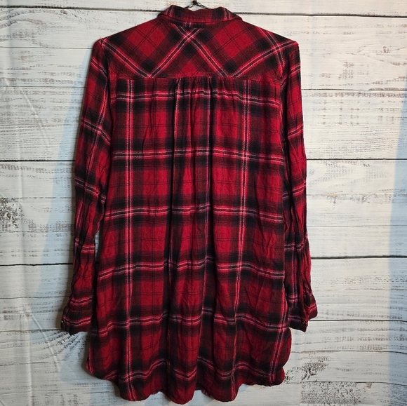 Maurices Womans Plaid Button-down Longsleeve Plus Size 0 Red - Picture 2 of 4